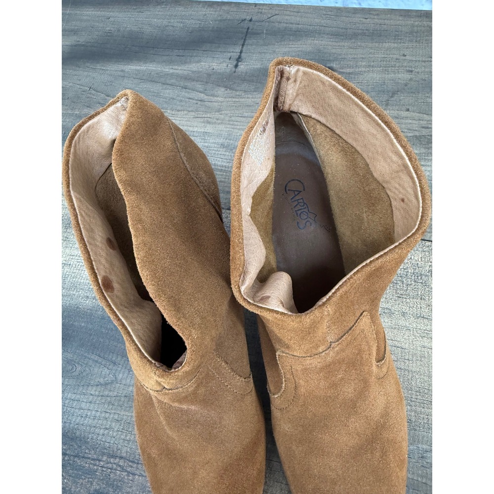 Carlos Santana Brooky Ankle Boots Women Size 8.5M Brown Suede Block Heel Boho - Picture 3 of 11